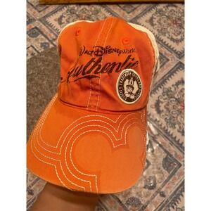 Walt Disney World Mickey Mouse Hat Orange Cream Contrast Stitch Adjustable Cap